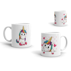 Taza unicornio corazones