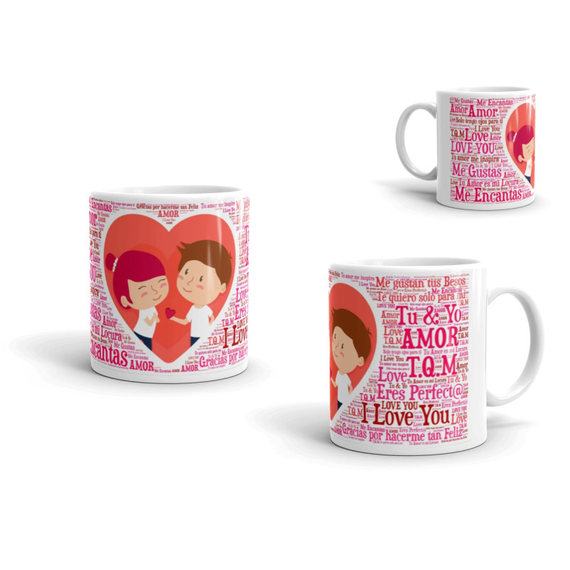 Taza pareja enamorados te quiero mucho