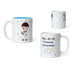 Taza niño comunión marinero azul