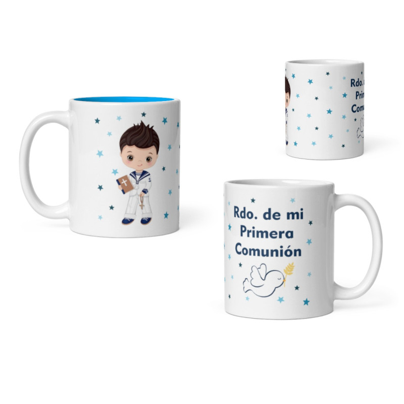 Taza niño comunión marinero azul
