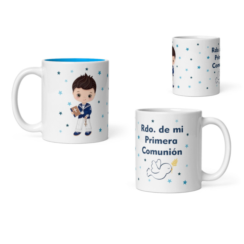 Taza niño comunión marinero blanco
