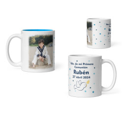 Taza niño comunión con nombre y foto