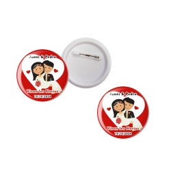 Chapa alfiler Boda + nombre