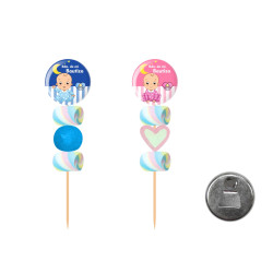 Brocheta de golosinas con abridor imán Bautizo 58MM (Aprox. 50 g)