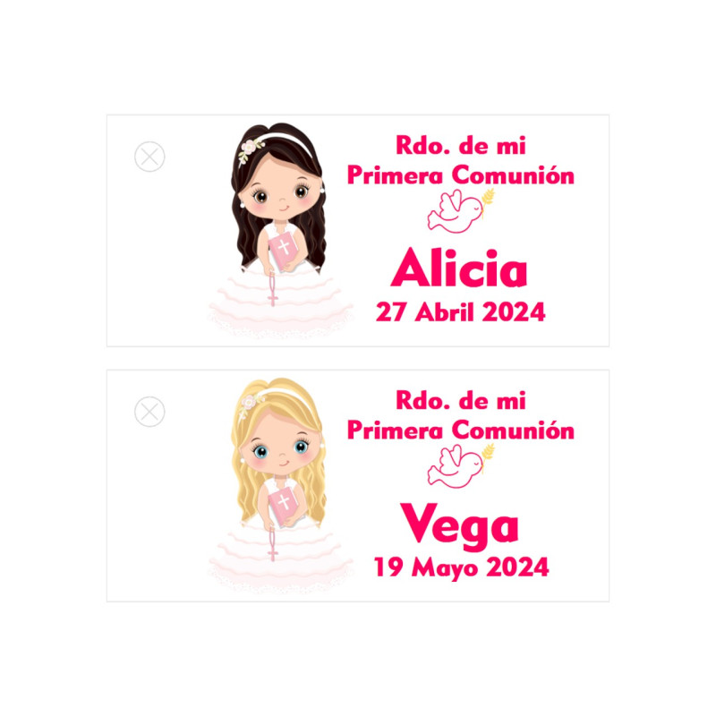 Tarjetas impresas Comunión vestido