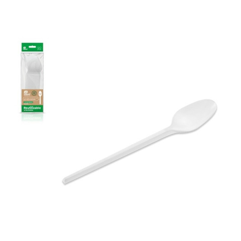 Cuchara de plástico 16,5 cm. PS blanco (20 uds.)