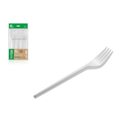 Tenedor de plástico 16,5 cm. PS blanco (100 uds.)