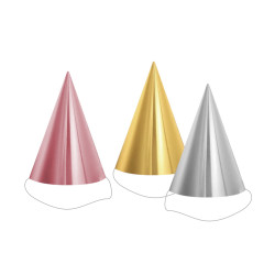 Sombrero cono metalizado de cartón  15 cm. (12 uds.)