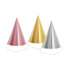 Sombrero cono metalizado de cartón  15 cm. (12 uds.)