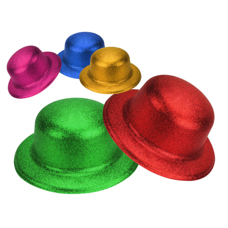 Sombrero purpurina bombin 23x27 cm.