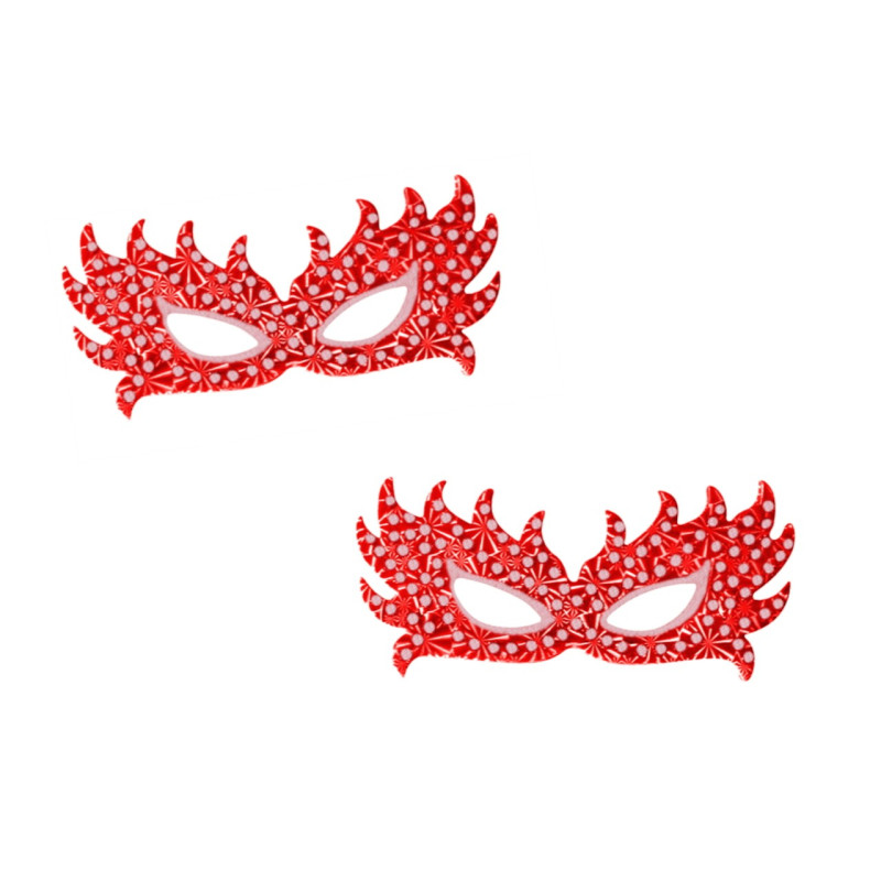Antifaz metalizado rojo con purpurina 19x8 cm. (12 uds.)