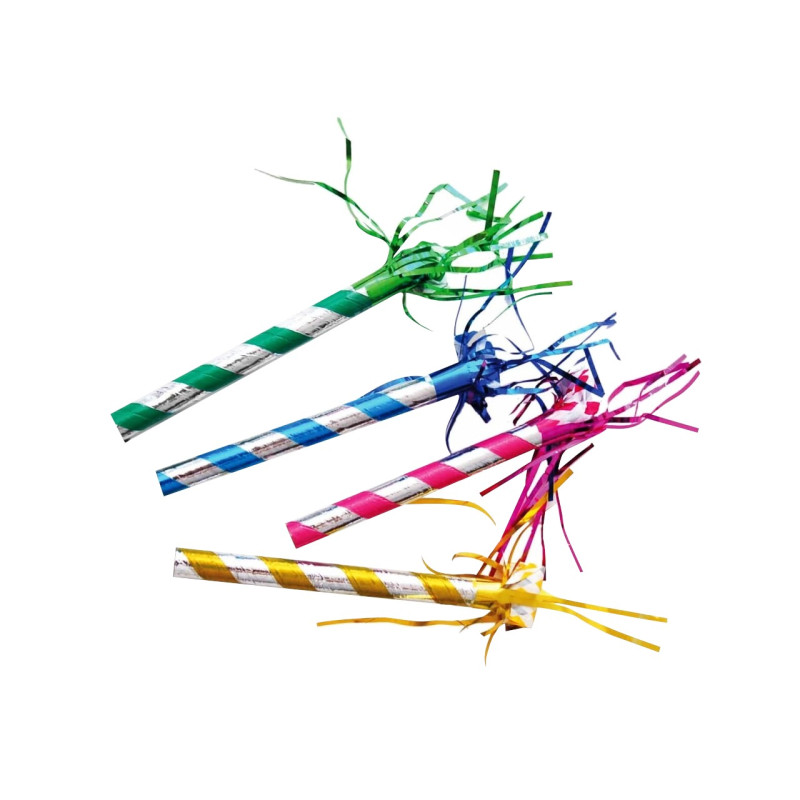 Soplasuegras con flecos metalizados 16 cm. (12 uds.)
