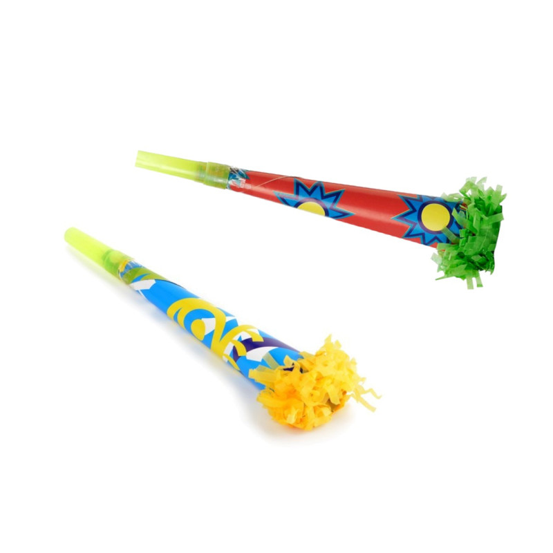 Trompeta con flecos papel 25 cm. (12 uds.)