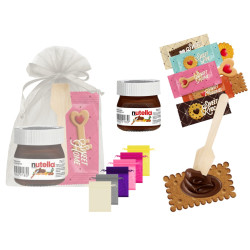Bote mini nutella (25 g) + galleta + cucharita + bolsa de tul