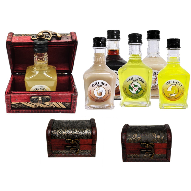Licor toscana (5 cl.) + baúl de madera clásico (8086)*