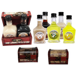 2 Licores toscana (5 cl.) + baúl de madera mapas (8087)*