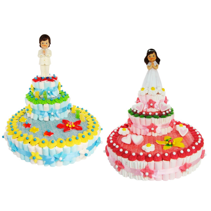 Tarta de golosinas figura comunión 3 bases (Aprox. 2000 g)