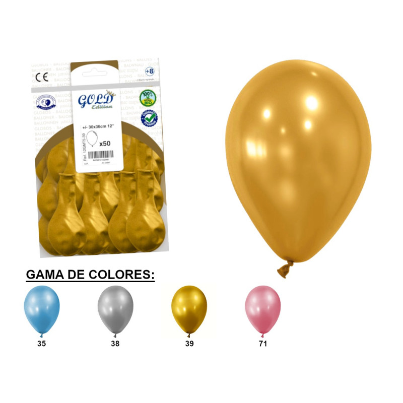 Bolsa de globos metalizados 29 x 36 cm. (50 uds.)