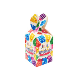 Caja de regalo feliz cumpleaños 9 x 9 x 22 cm. (3 uds.)