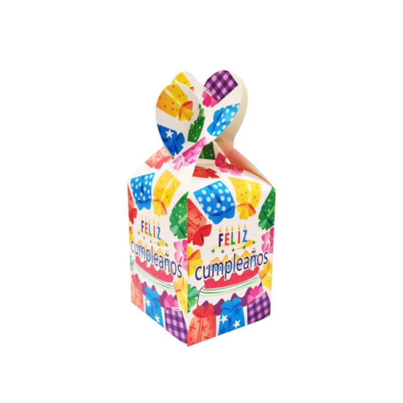 Caja de regalo feliz cumpleaños 9 x 9 x 22 cm. (3 uds.)