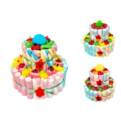 Tarta de golosinas 2 bases R. (19 x 18 cm.)