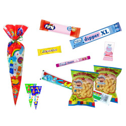 Bolsa cono con golosinas premium (20 x 40 cm.)