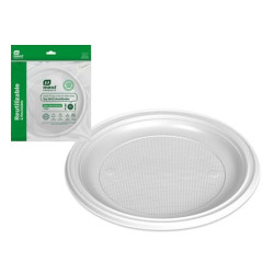 Platos de plástico 25 cm. Ø PS reutilizable blanco (5 uds.)
