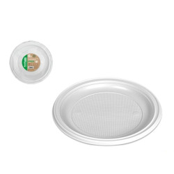 Platos de plástico 22 cm. Ø PS reutilizable blanco (100 uds.)