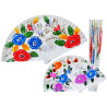 Abanico de madera blanco con flores  (23 cm.)