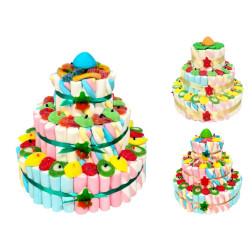 Tarta de golosinas 3 bases R. (26 x 25 cm.)