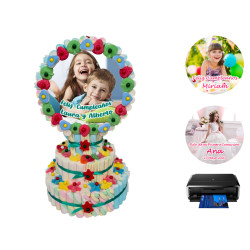 Tarta de golosinas oblea Personalizada 4 bases (Aprox. 1700 g)