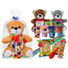 Peluche oso con golosinas + vaso easy licencias
