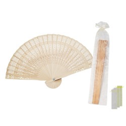 Abanico de madera  (19 cm.) + bolsa de tul (8531)*