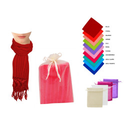 Pañuelo de rayas con flecos (165x35 cm.) + bolsa de tul (8944)*