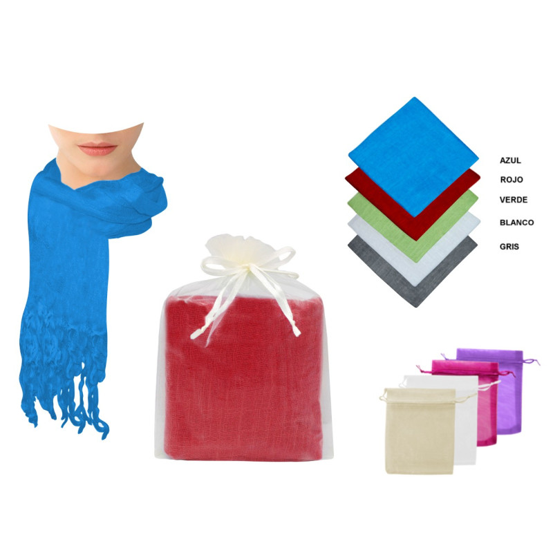 Pashmina de lino con flecos (160x55 cm.) + bolsa de tul (8944)*