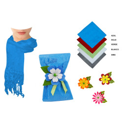 Pashmina de lino con flecos (160x55 cm.) + flor de fieltro (8500)*