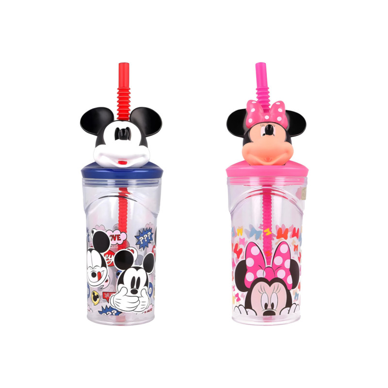 Vaso figurita 3D disney con caña 360 ml. (23 cm.)