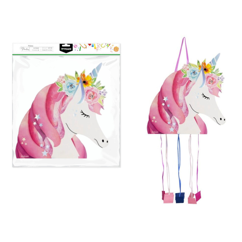 Piñata unicornio 40,5 x 43 cm.