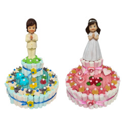 Tarta de golosinas figura comunión 2 bases (Aprox. 1100 g)