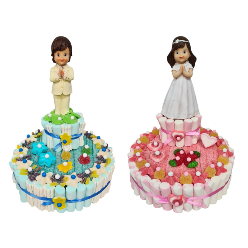 Tarta de golosinas figura comunión 2 bases (Aprox. 1100 g)