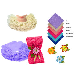 Pañuelo de cuello rejilla (170x35 cm.) + flor de fieltro (8500)*