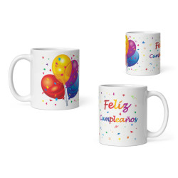 Taza feliz cumpleaños globos
