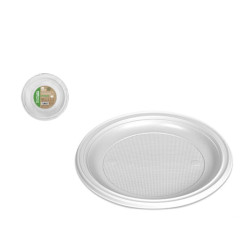 Platos de plástico 17 cm. Ø PS reutilizable blanco (100 uds.)