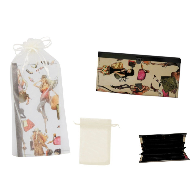 Billetero de piel con imán chicas (19x9 cm.) + bolsa de tul (8945)*