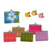 Monedero de piel click relieve (8,5x7,5 cm.) + flor de fieltro (8500)*