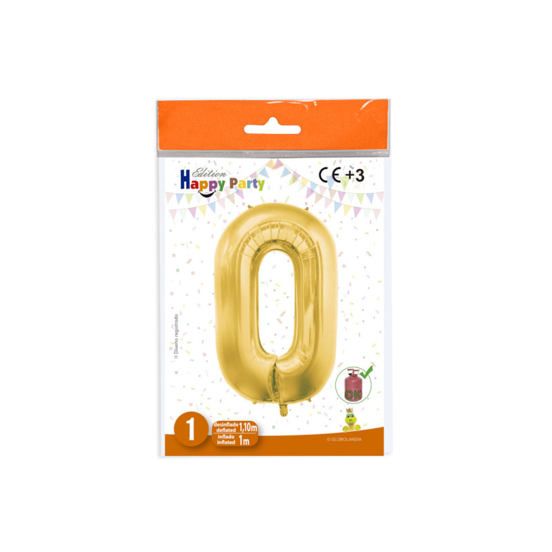 Globo de número 0 oro (1 mt.)