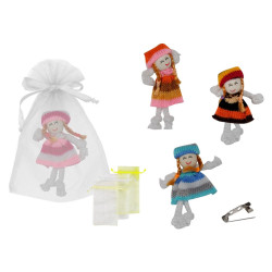 Broche de muñeca vestido de lana (8 cm.) + bolsa de tul (8532)*
