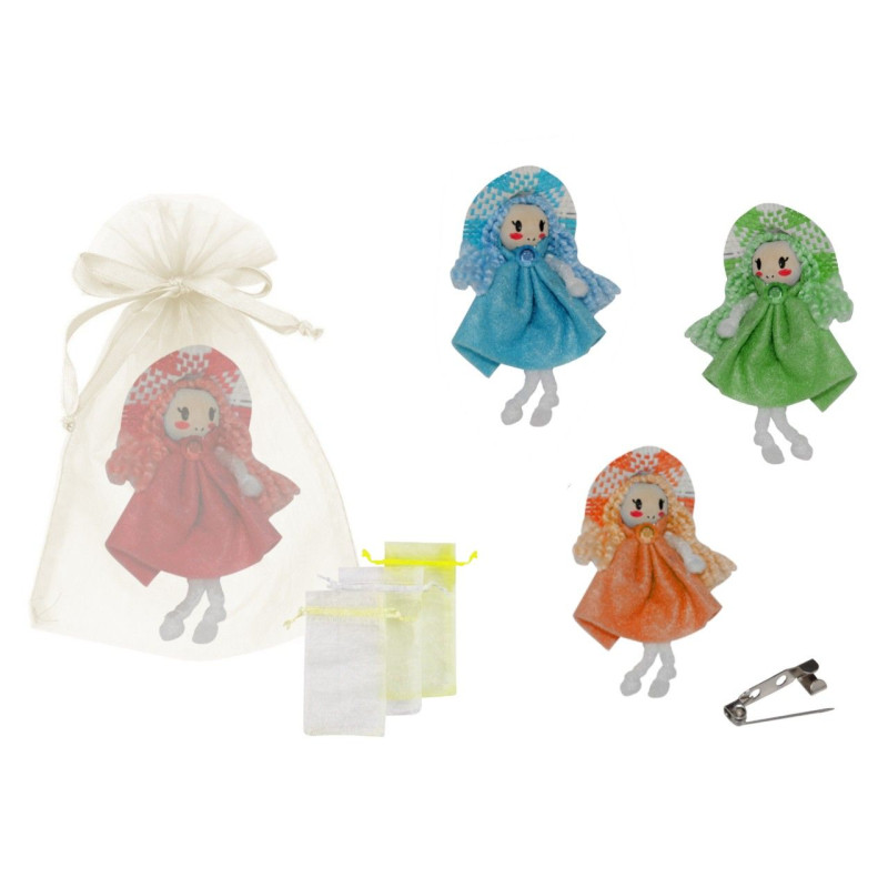 Broche de muñeca sombrero de paja (10 cm.) + bolsa de tul (8532)*