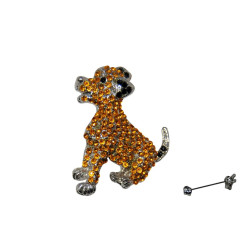 Broche con pedrería perrito (4x5 cm.)