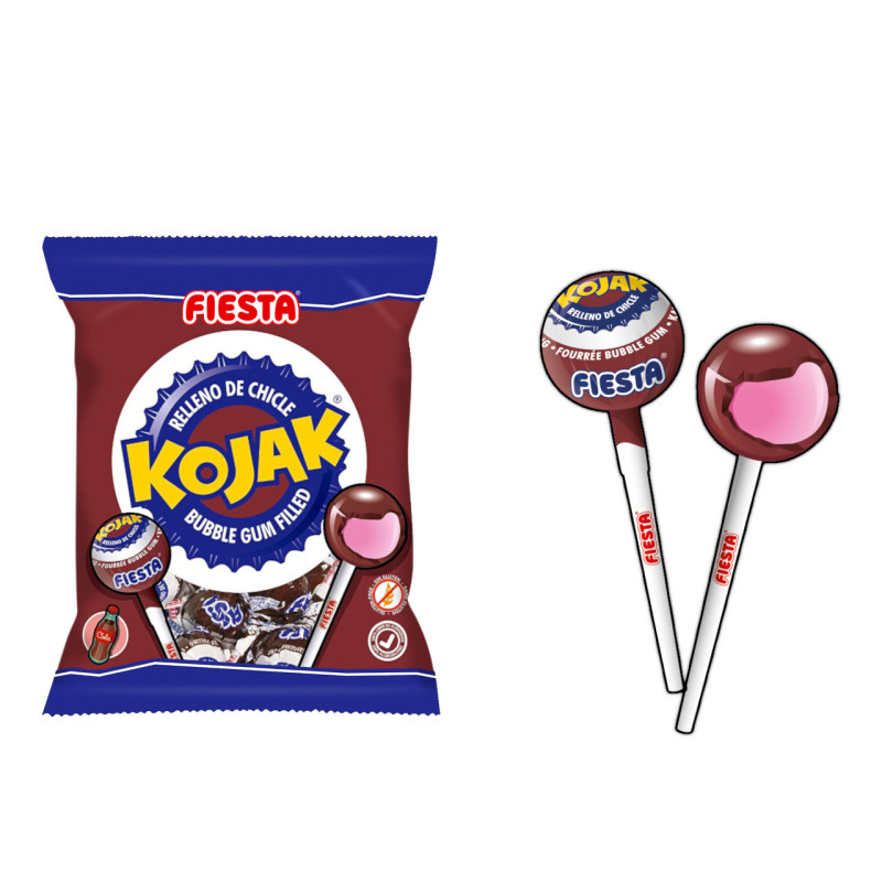 Kojak cola relleno de chicle 15 gr. Fiesta (7 unds.)